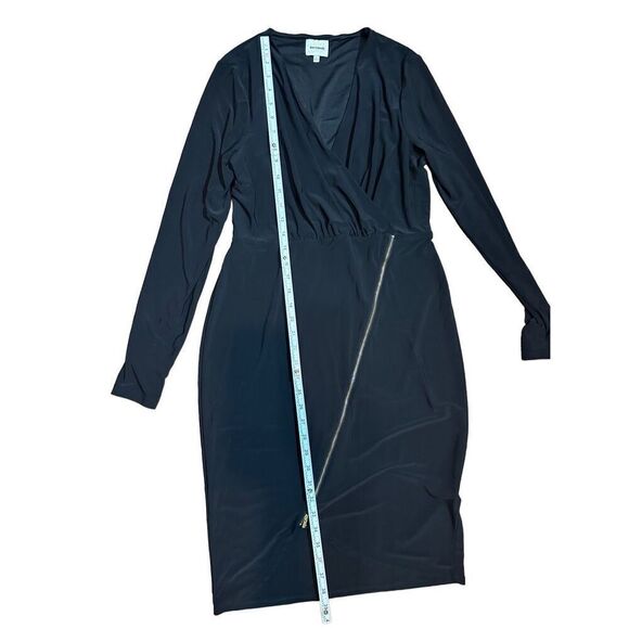 Ashley Graham Beyond Long Sleeve Black Asymmetrical Zip Slimming Dress Sz 10 - Picture 6 of 8